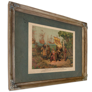 Columbus Taking Possession of the New Country 1893 — Verdigris Framed Canvas Print | Bella Frye