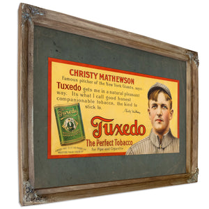 Christy Mathewson Tuxedo Tobacco Trolley Car Advertising Sign 2 — Verdigris Framed Canvas Print | Bella Frye