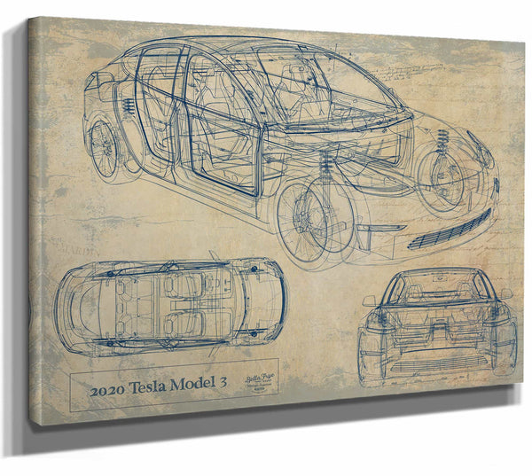 2020 Tesla Model 3 Wall Art from Bella Frye.