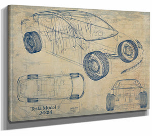 2024 Tesla Model3 Wall Art from Bella Frye.