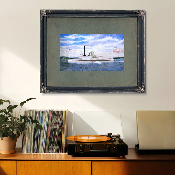 Steamboat Shady Side Hudson River Sidewheel Passenger Steamer — Framed Wall Art Room View | Bella Frye