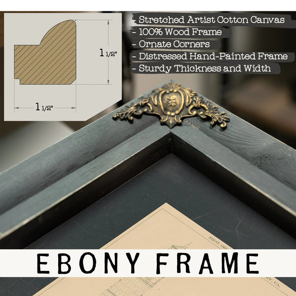 The Keepers Ascent Cape Henry Lighthouse Blueprint — Framed Wall Art Room View | Bella Frye