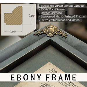 The Brockett Seal Blueprint for the American Cold One — Verdigris Framed Canvas Print | Bella Frye