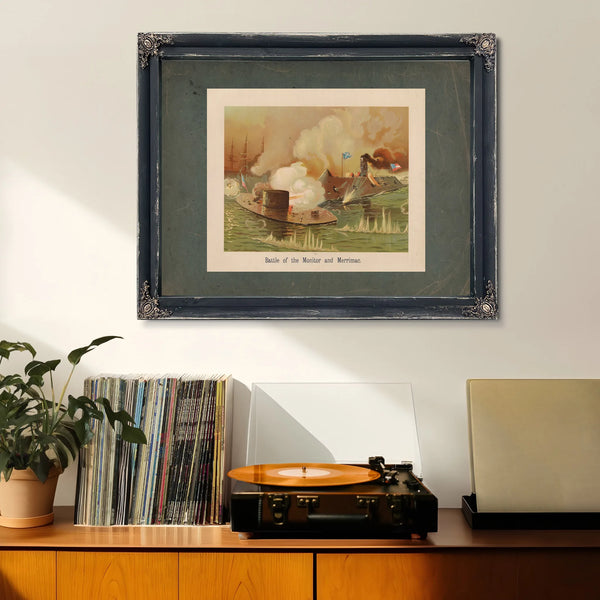 Battle of the Monitor and Merrimac 1889 — Framed Wall Art Room View | Bella Frye