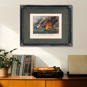 Destruction of the Rebel Ram Arkansas_ by the United States Gunboat Essex on — Framed Wall Art Room View | Bella Frye
