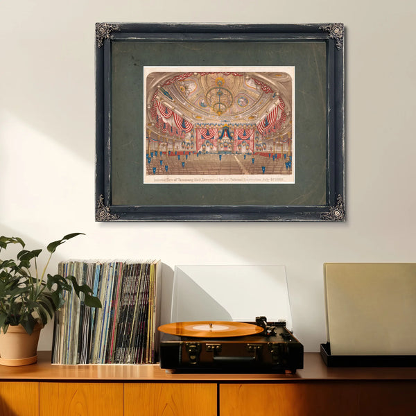 Interior View of Tammany Hall Decorated for the National Convention July 4th — Framed Wall Art Room View | Bella Frye
