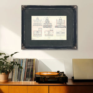 The Keepers Blueprint Fishing Battery Light Station Engineering Drawings — Framed Wall Art Room View | Bella Frye