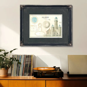 The Keepers Vigil Matinicus Rock Lighthouse Architectural Blueprint — Framed Wall Art Room View | Bella Frye