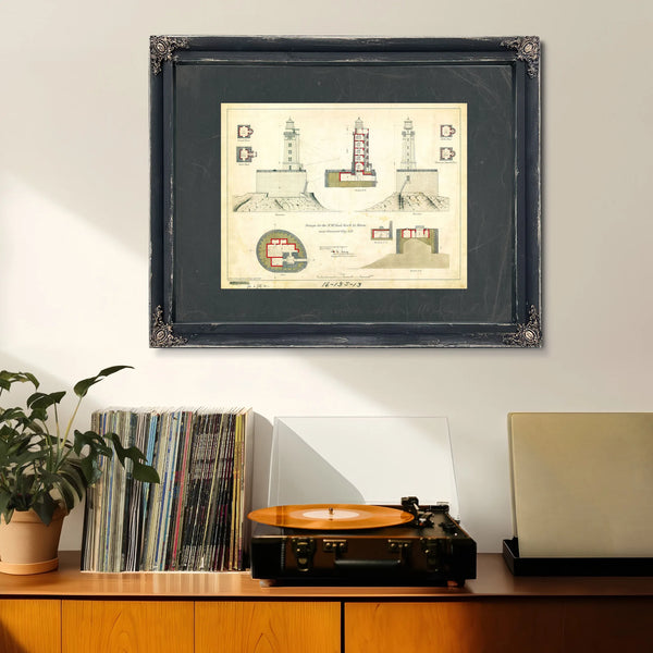St. George Reef Lighthouse Architectural Plans the Impossible Light Station Blueprint — Framed Wall Art Room View | Bella Fry