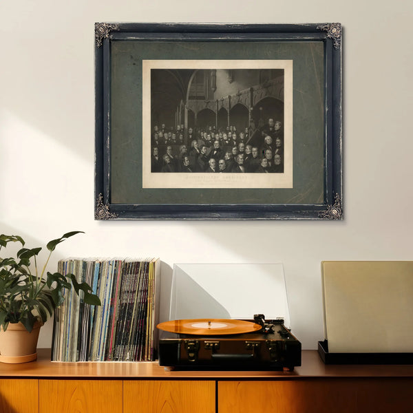 Distinguished Americans at a Meeting of the New York Historical Society 19th — Framed Wall Art Room View | Bella Frye