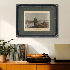 Grand Birds Eye View of the Great East River Suspension Bridge Connecting Th — Framed Wall Art Room View | Bella Frye