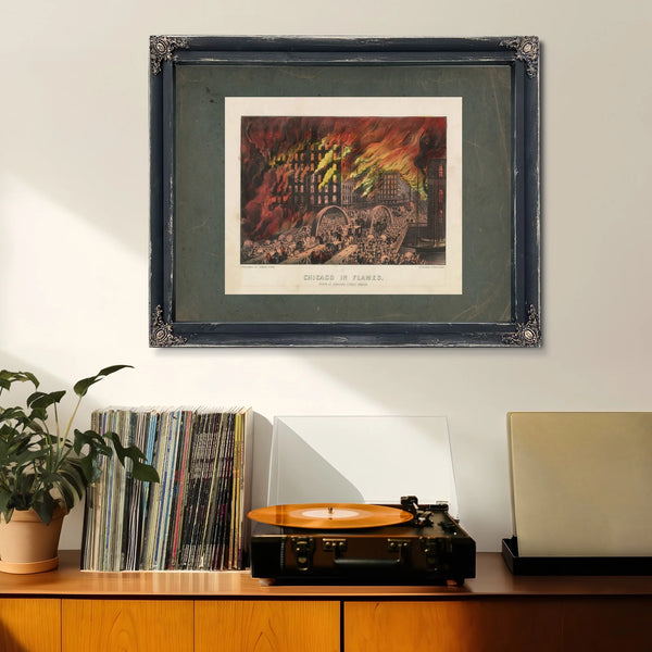 Chicago in Flames Scene at Randolph Street Bridge 1872 1874 — Framed Wall Art Room View | Bella Frye