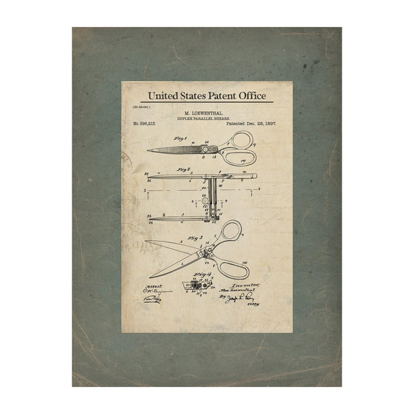 The Cutting Edge Loewenthals Parallel Shears Patent — Framed Wall Art Room View | Bella Frye