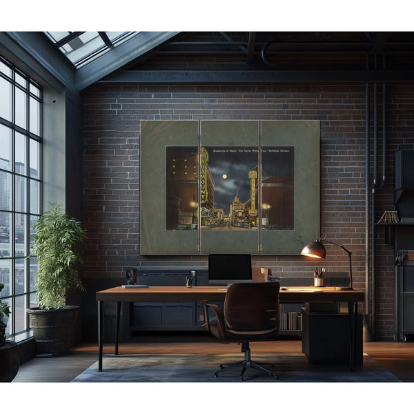 Broadway At Night 'The Great White Way' Portland Oregon — vintage wall art by Bella Frye