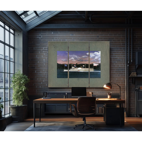 Steamboat Jesse Hoyt on the Hudson River — Framed Wall Art Room View | Bella Frye