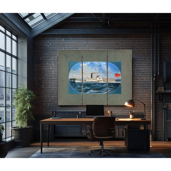 Steamboat Reindeer Hudson River Side Wheel Passenger Steamer — Framed Wall Art Room View | Bella Frye