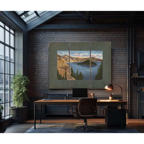 Wizard Island Crater Lake Crater Lake National Park Oregon — vintage wall art by Bella Frye