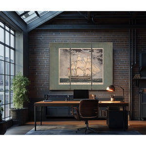 US. Frigate Constitution of 44 Guns  Hand colored lithograph by William Lynn — Framed Wall Art Room View | Bella Frye