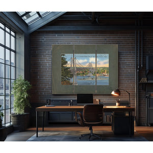 U S S Portland Passing Under St John's Bridge Portland Oregon — vintage wall art by Bella Frye