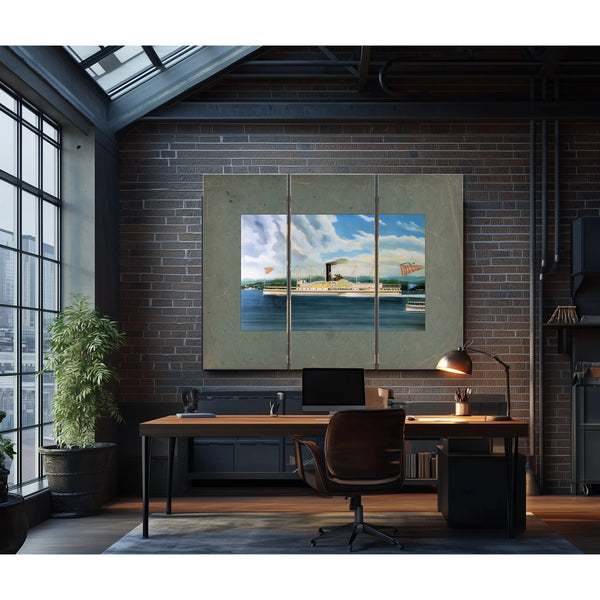 Steamboat C. Vanderbilt on the Hudson River — Framed Wall Art Room View | Bella Frye