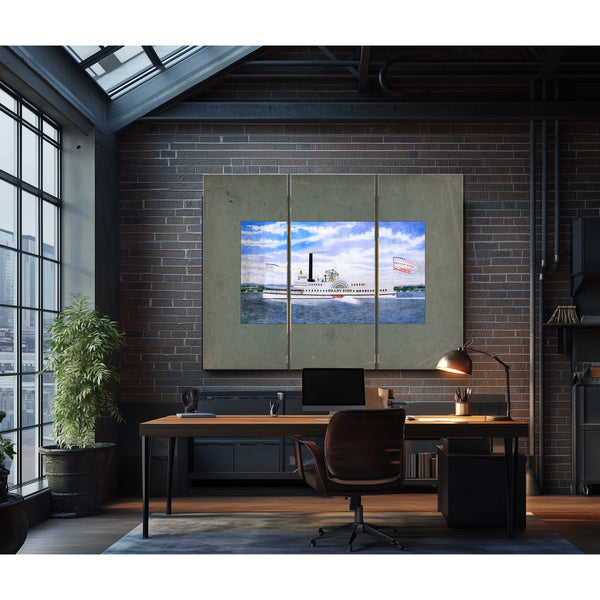 Steamboat Shady Side Hudson River Sidewheel Passenger Steamer — Framed Wall Art Room View | Bella Frye