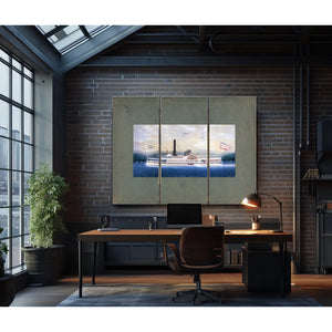 Steamboat Harlem on the Hudson River — Framed Wall Art Room View | Bella Frye