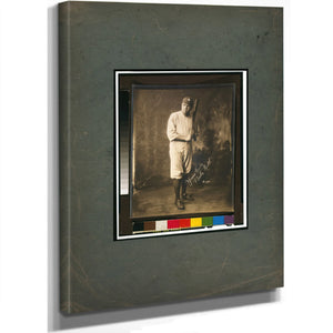 Babe Ruth Full Length Portrait Standing Facing Slightly Left in Baseball Uniform 1 — Stretched Canvas Print | Bella Frye