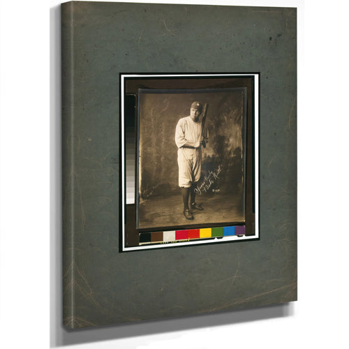 Babe Ruth Full Length Portrait Standing Facing Slightly Left in Baseball Uniform 1 — Stretched Canvas Print | Bella Frye