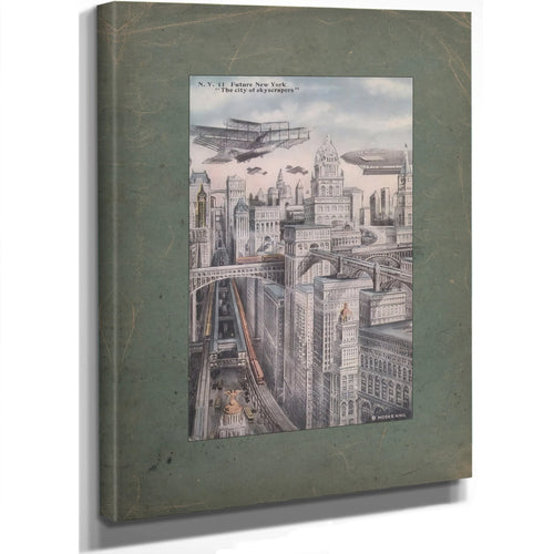 Tomorrows Metropolis a Prophecy in Steel and Sky — Stretched Canvas Print | Bella Frye