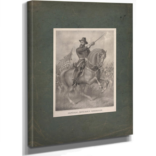 General Benjamin Harrison Come on Boys! Battle of Resaca May 13th to 16th 1864 1888 — Stretched Canvas Print | Bella Frye