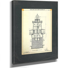 The Keepers Vigil Rockland Lake Lighthouse Blueprint — Stretched Canvas Print | Bella Frye