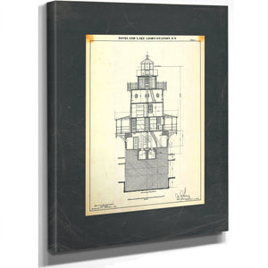 The Keepers Vigil Rockland Lake Lighthouse Blueprint — Stretched Canvas Print | Bella Frye