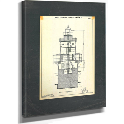 The Keepers Vigil Rockland Lake Lighthouse Blueprint — Stretched Canvas Print | Bella Frye