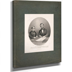 President Lincoln and Secretary Seward Signing the Proclamation of Freedom January 1st 1863 1865 — Stretched Canvas Print | B