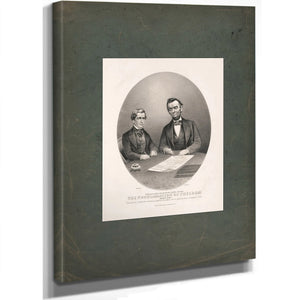 President Lincoln and Secretary Seward Signing the Proclamation of Freedom January 1st 1863 1865 — Stretched Canvas Print | B