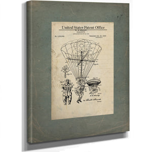 Us Patent No. 1319546 Parachute by Ww Whaley Patented October 21 1919 — Stretched Canvas Print | Bella Frye