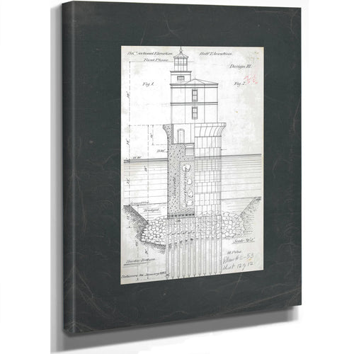The Keepers Blueprint Chesapeake Bay Lighthouse Engineering Study — Stretched Canvas Print | Bella Frye
