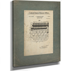 The Arithmeticians Engine — Patent Blueprint of Mechanical Calculation — Framed Wall Art Room View | Bella Frye