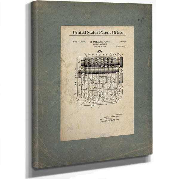 The Arithmeticians Engine — Patent Blueprint of Mechanical Calculation — Framed Wall Art Room View | Bella Frye