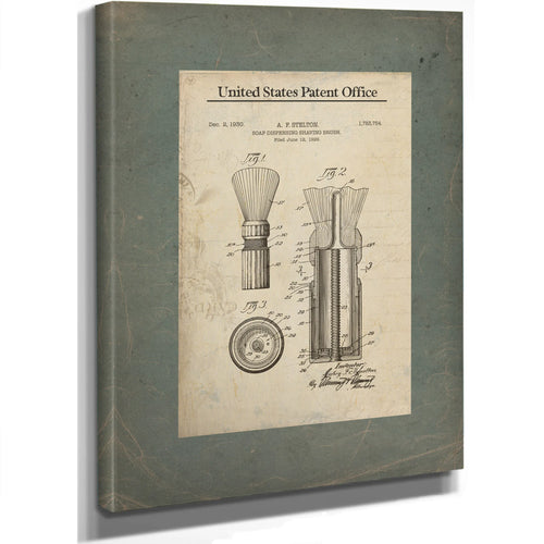 The Gentlemans Ritual — Stelton Shaving Brush Patent — Stretched Canvas Print | Bella Frye