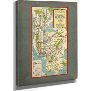 The Underground Arteries New York City Transit Map — Stretched Canvas Print | Bella Frye