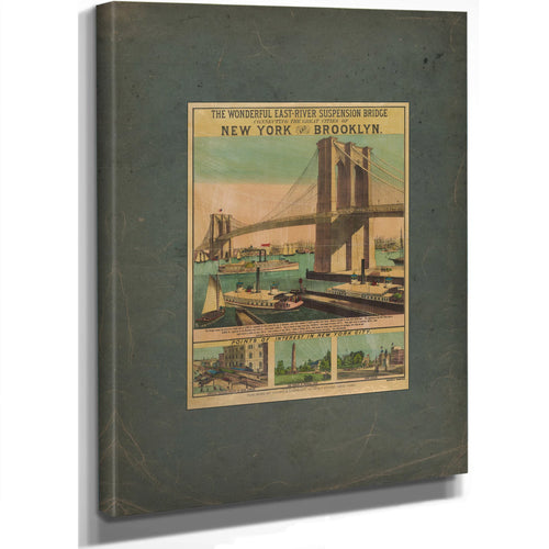 The Wonderful East River Suspension Bridge Connecting the Great Cities of New York and Brooklyn 1883 — Stretched Canvas Print