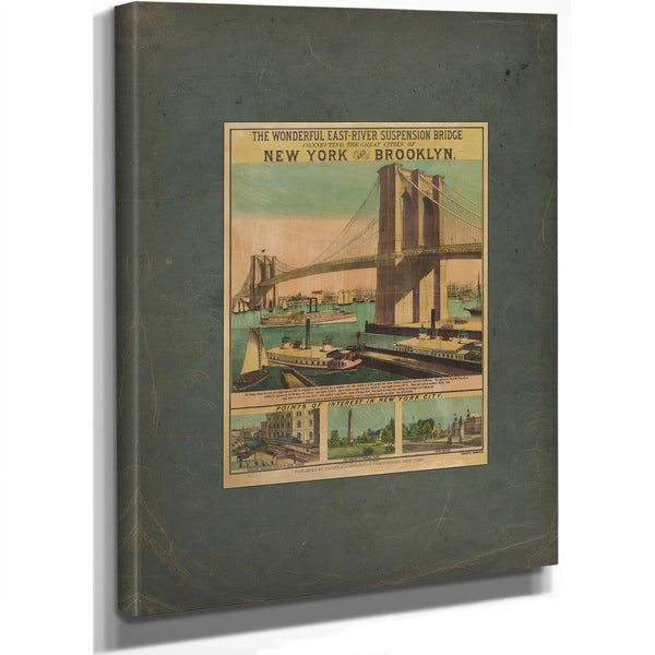 The Wonderful East River Suspension Bridge Connecting the Great Cities of New York and Brooklyn 1883 — Stretched Canvas Print