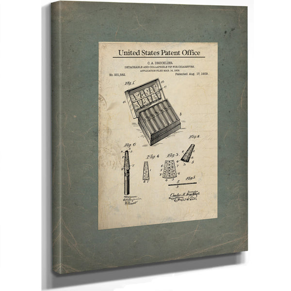 The Gentlemans Vice Drucklier Cigarette Tip Patent — Framed Wall Art Room View | Bella Frye