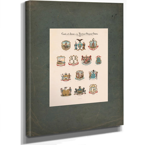Coats of Arms of the Thirteen Original States 19th Century — Stretched Canvas Print | Bella Frye