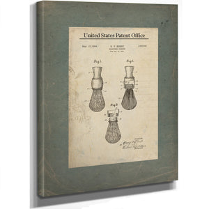 The Gentlemans Morning Ritual — Patent Blueprint of Vanity — Stretched Canvas Print | Bella Frye