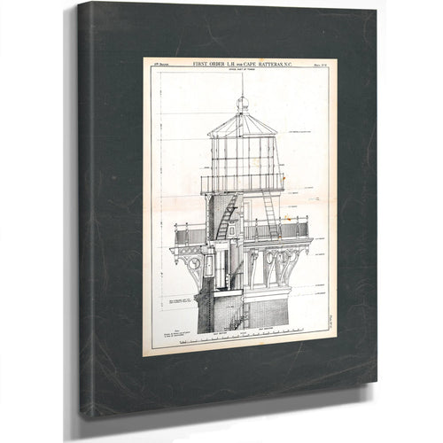 The Hatteras Lantern Room Blueprint — Guardian of the Graveyard of the Atlantic — Stretched Canvas Print | Bella Frye