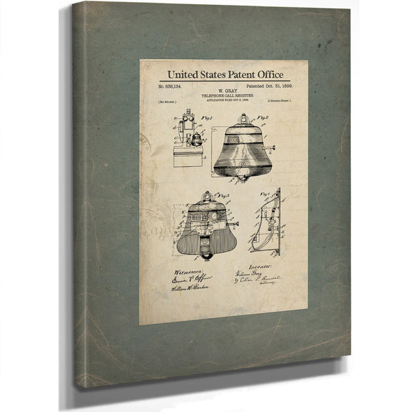 The Gray Telephone Call Register Patent Halloweens Industrial Ghost — Framed Wall Art Room View | Bella Frye