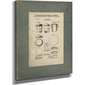 The Crown Cork Patent William Painters Bottle Cap Blueprint — Framed Wall Art Room View | Bella Frye