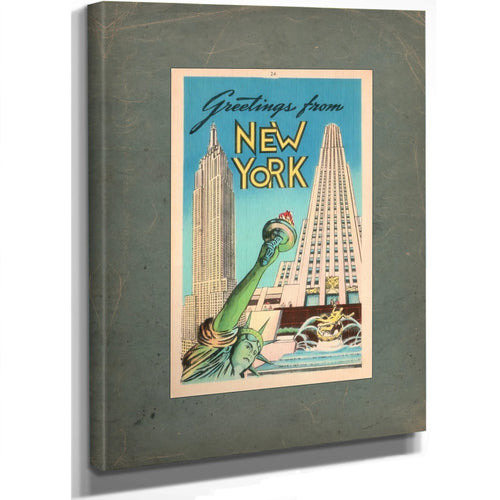 Lady Libertys Concrete Cosmos a Manhattan Postcard Relic — Stretched Canvas Print | Bella Frye